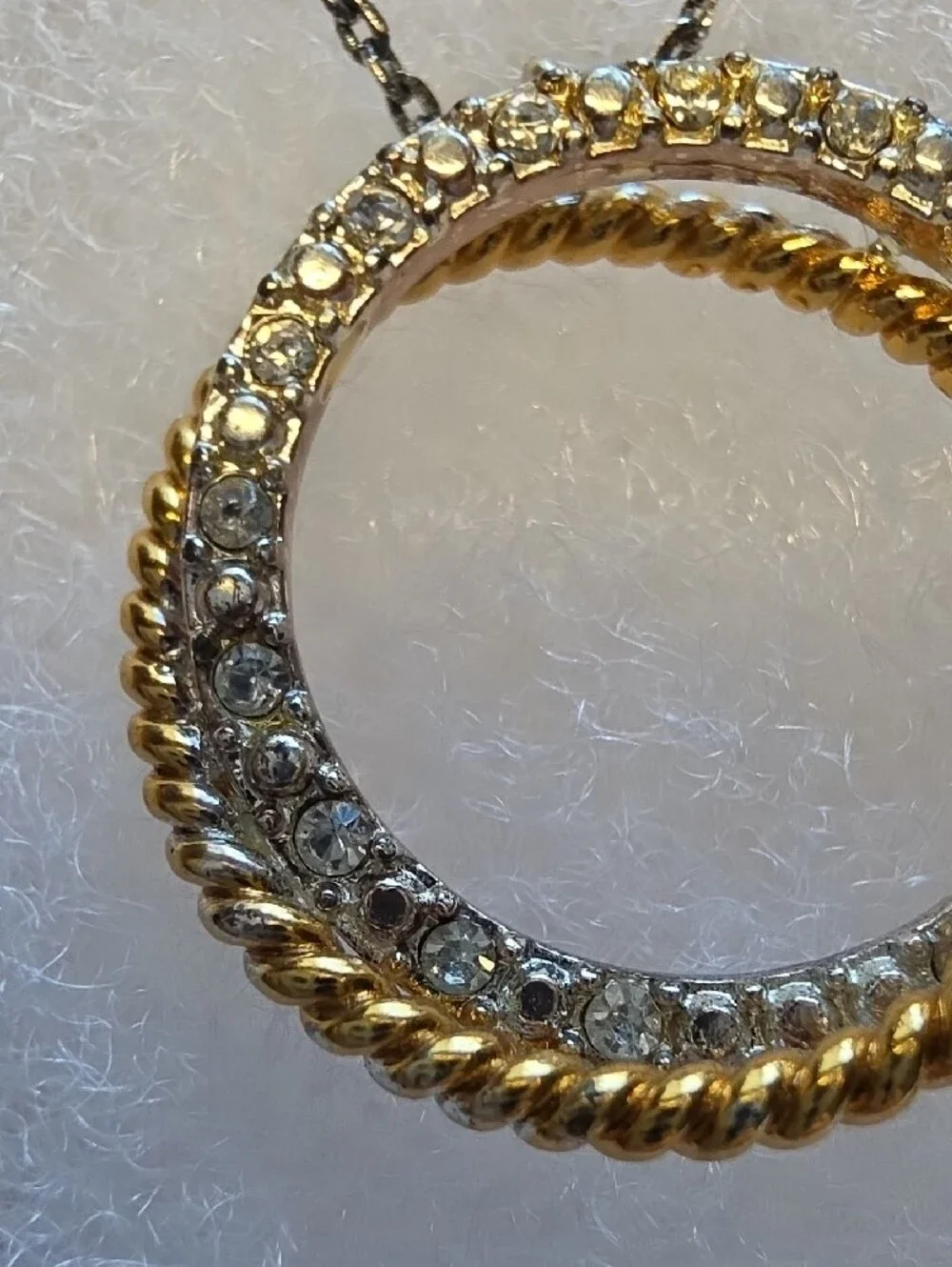 Gold and Silver Circle Pendant Necklace - Women's Jewelry